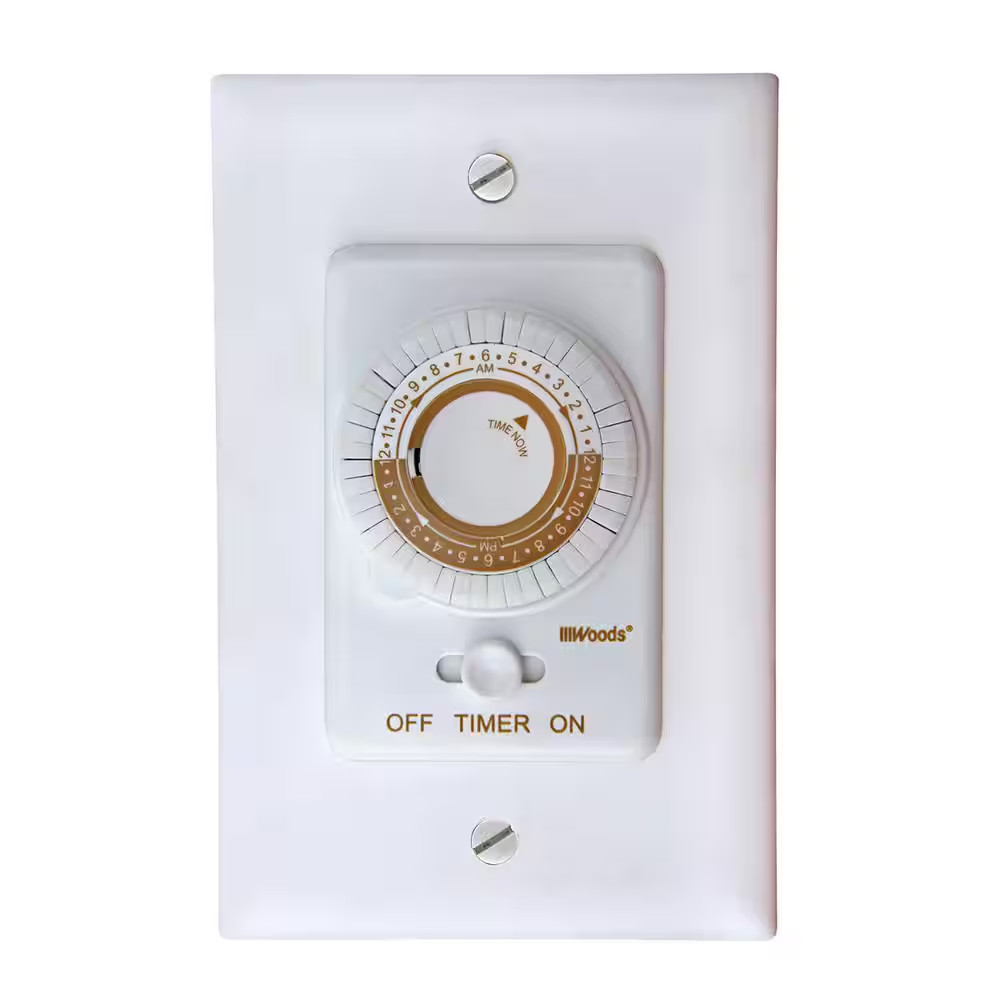 20-Amp 24-Hour In-Wall Programmable Mechanical Timer, White