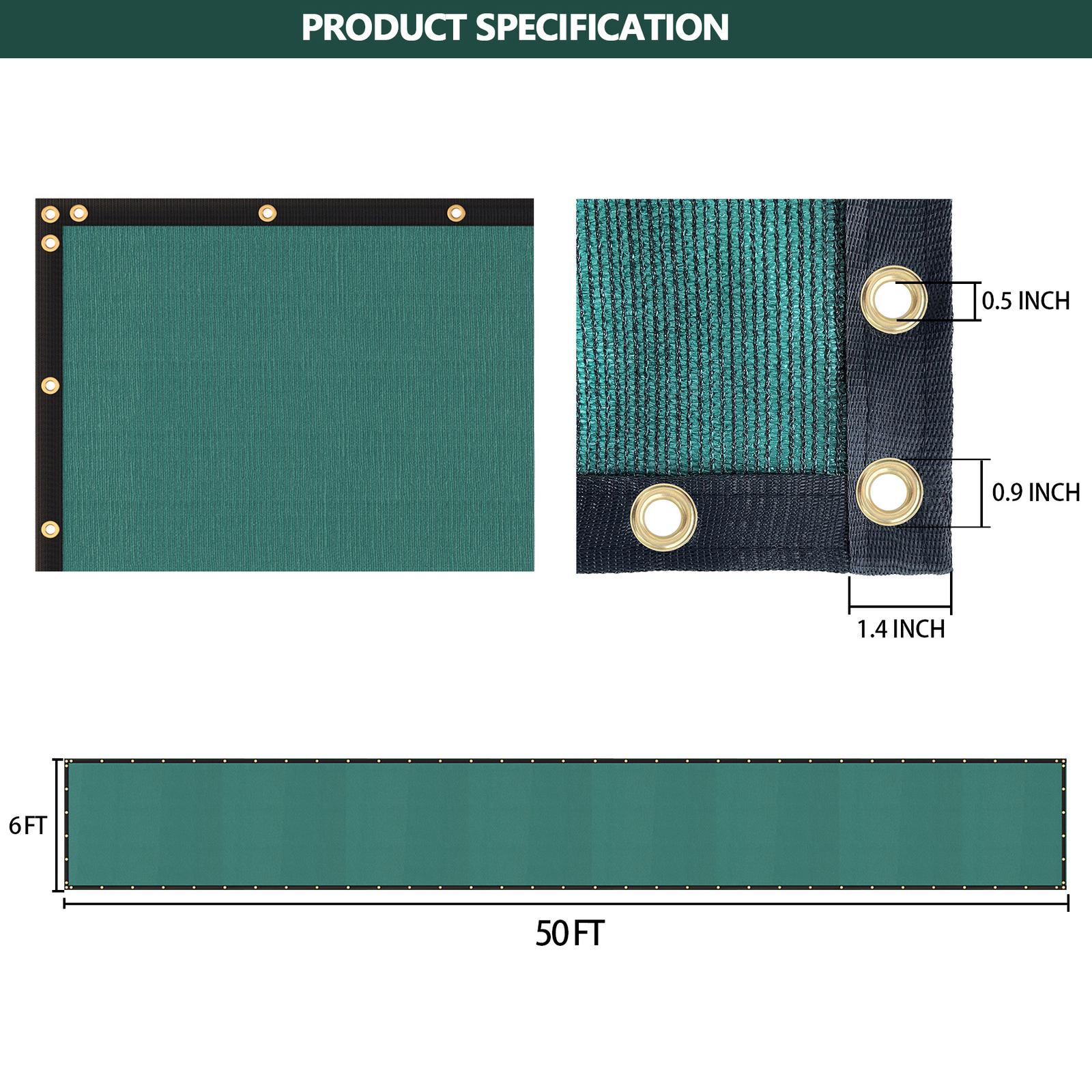 6x50ft Privacy Fence Screen Garden Windscreen HDPE Fabric Mesh Shade Cover Green