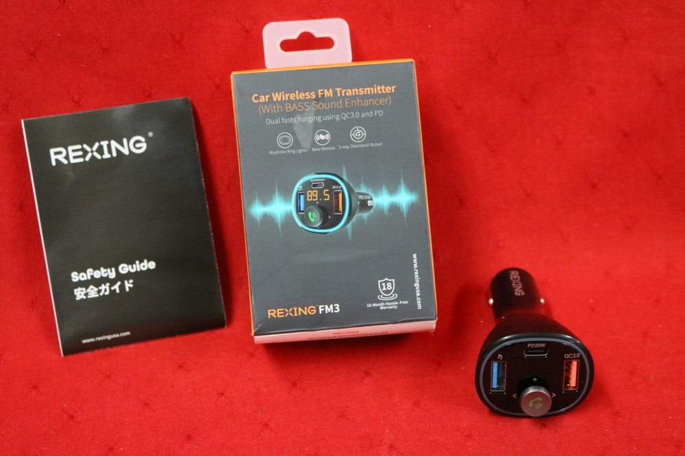 Rexing - FM3 Car Wireless FM Transmitter Dual Fast Charging Multiport - NEW #N1