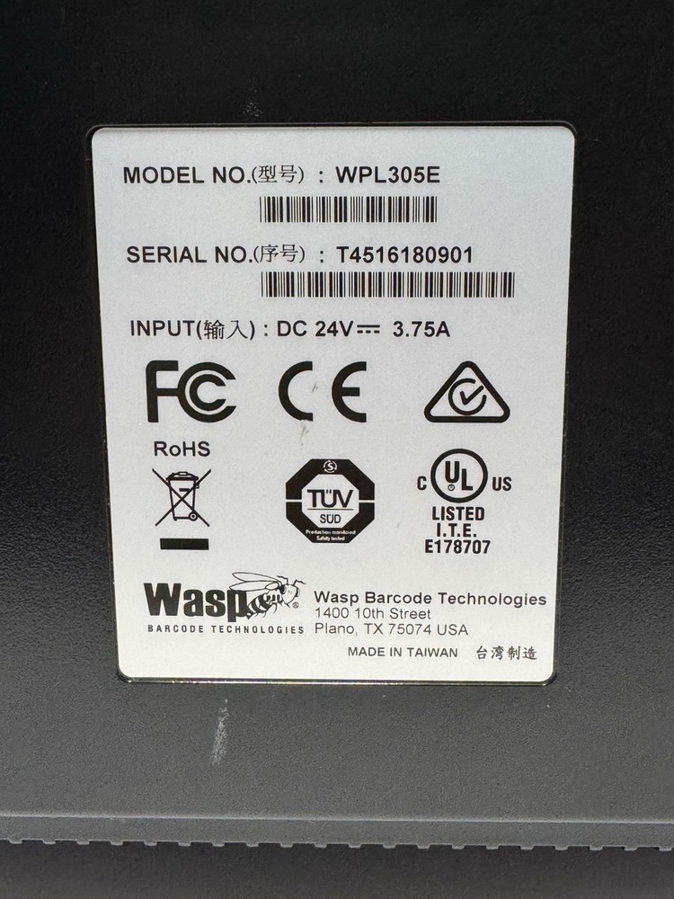 Wasp Barcode Thermal Transfer POS Label Printer WPL305E with PSU