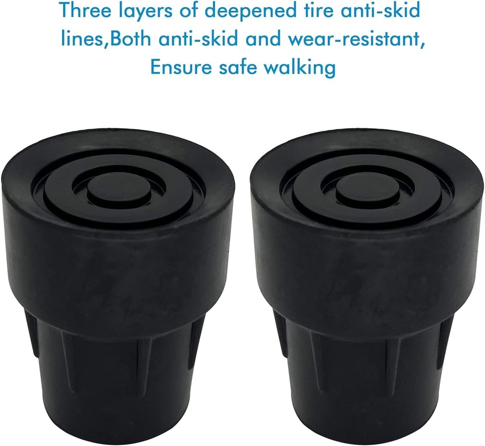 Essential 1-Inch Replacement Cane Tips - Safe, Durable & Skid-Resistant