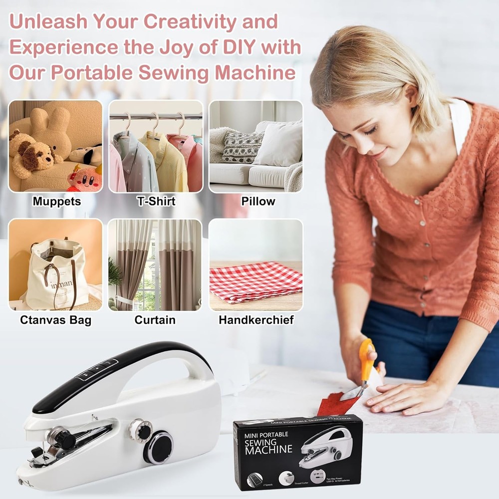 Handheld Sewing Machine for Quick Stitching, Easy to Operate Mini Portable Ha...