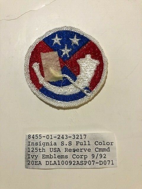 125th ARCOM Army Reserve Command U.S. Army Shoulder Patch Insignia