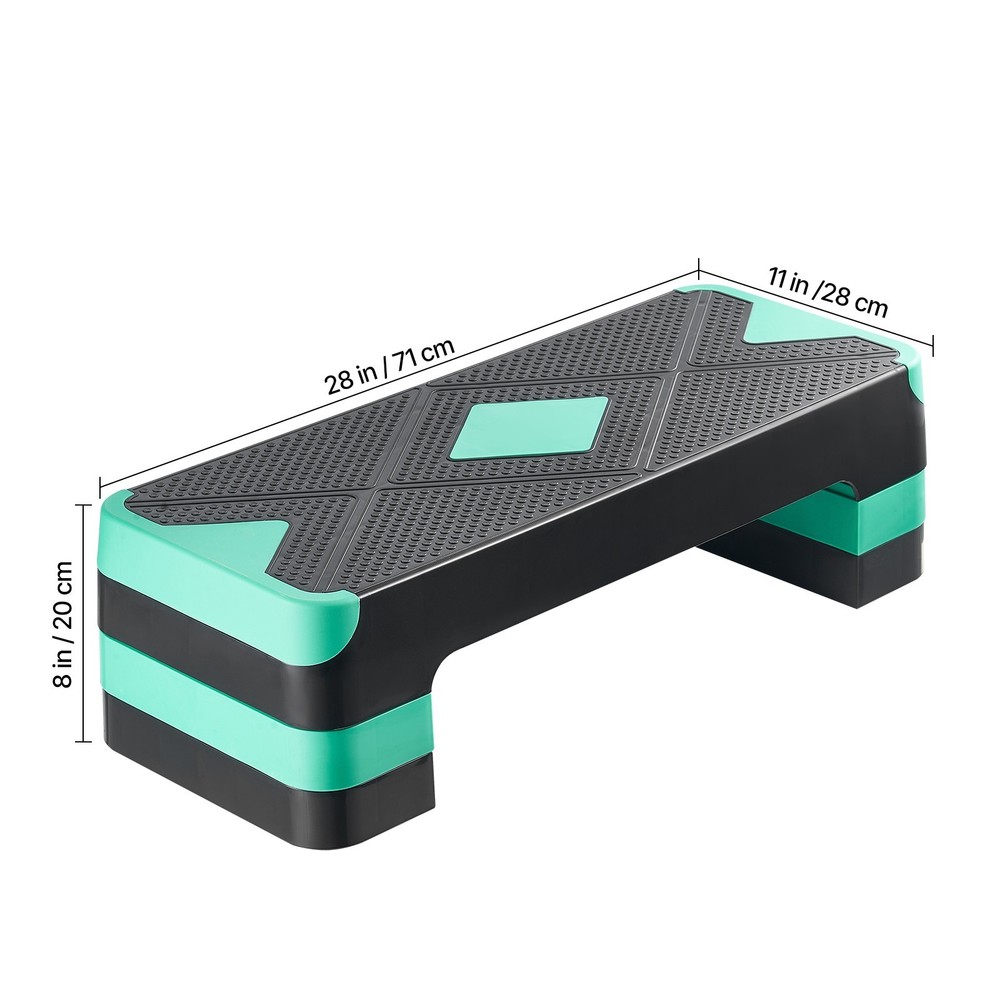 Adjustable Aerobic Stepper 4 Height Levels Green Workout Platform