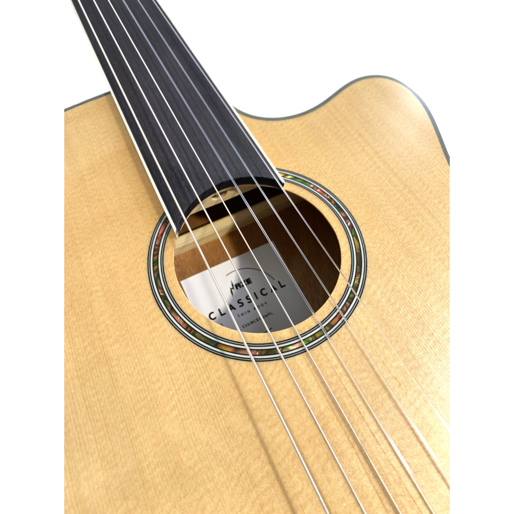 Haze C551BCEQSMFL Solid Top Fretless Arched Back Classical Guitar - Matte