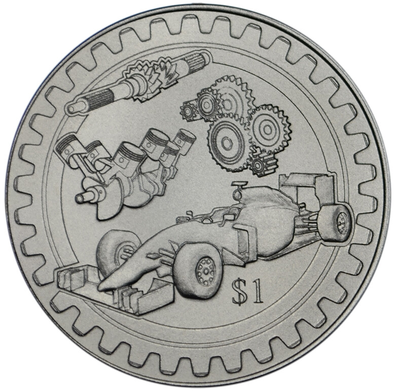 SAMOA 1 Dollar 2018 BU Grey Anodized Titanium 'Motorsport'