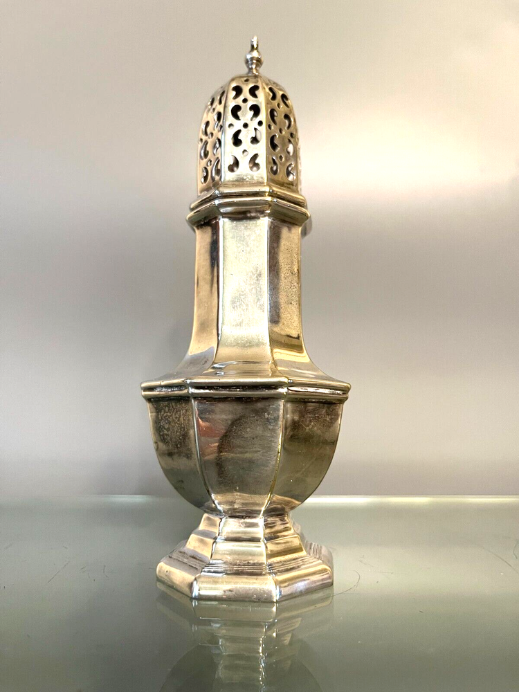 English Octagonal Silverplate Sugar Caster