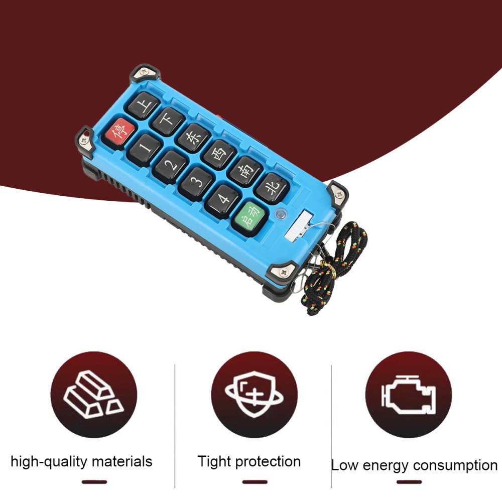 Wireless Industrial Remote Control Transmitter+Receiver for Hoist Crane Max 100m