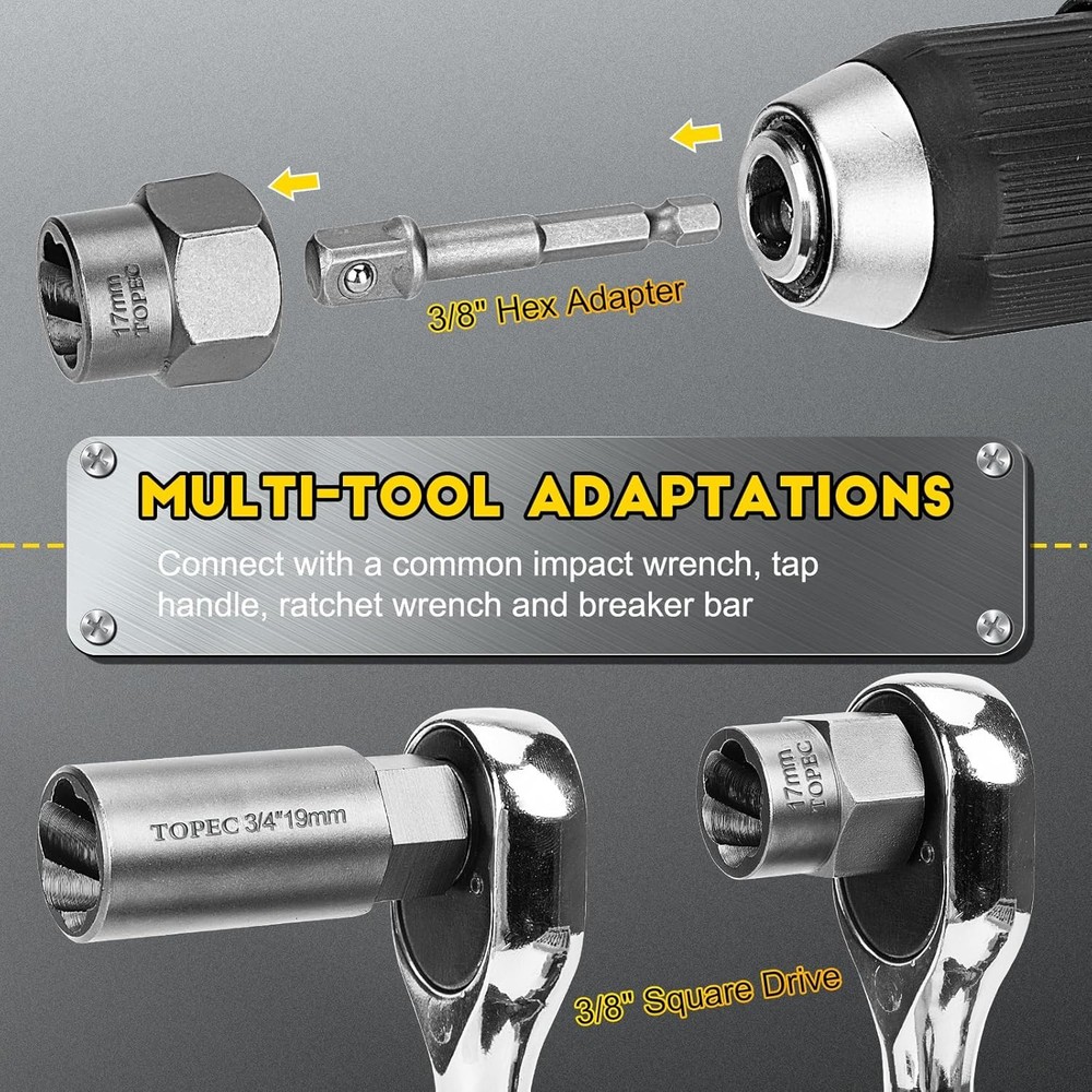 Topec Deep Bolt Extractor Set 28PCS, 3/8" Drive Bolt Extractor Kit, Spark Plug E