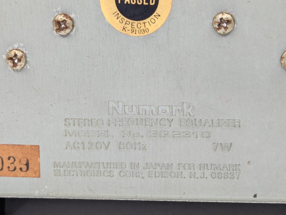 Numark EQ2310 Stereo Equalizer 10-band - Untested