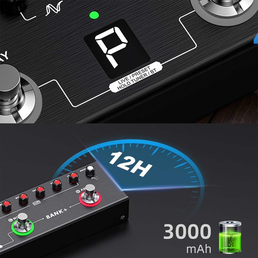 LEKATO Multi Effects Guitar Pedal Processor BT/36 Presets/4 Modules/IR CAB Tuner