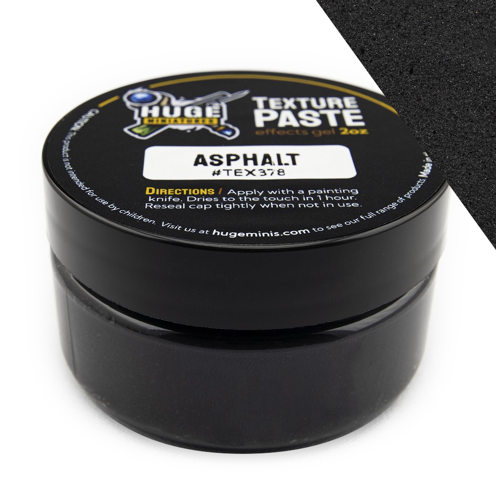 Huge Miniatures Texture Paste, Asphalt (Fine) Model Basing – 2oz Resealable Jar