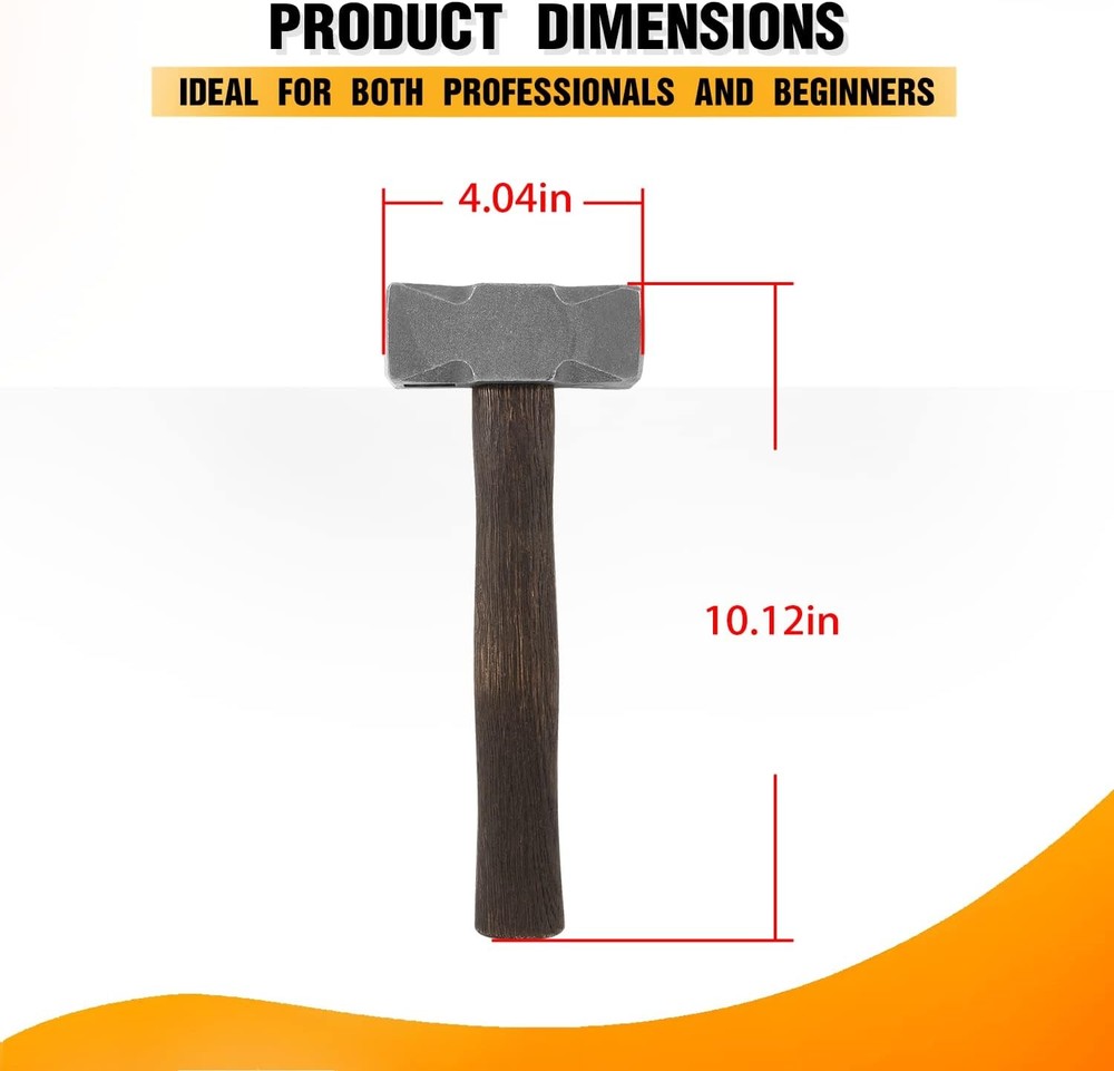 Blacksmith 2.2LB Square Forge Hammer Forging Tool for Blacksmith Anvil Knife