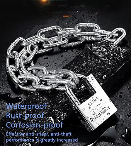 Security Chain Lock,Bike Lock, Premium Case-Hardened Silver