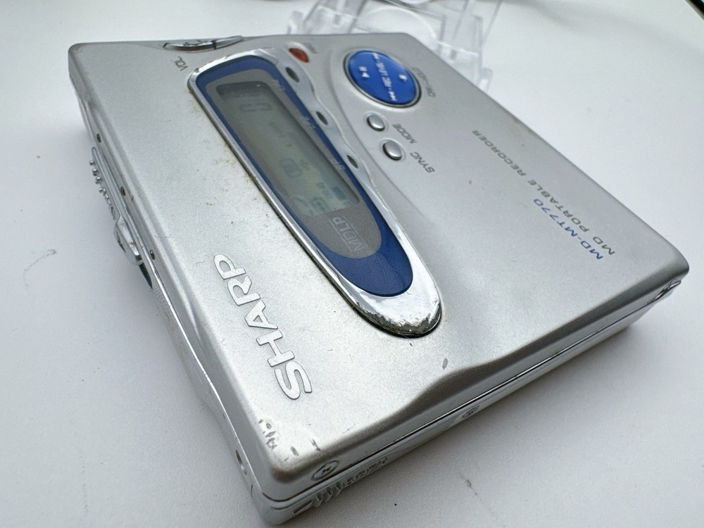 Sharp MD-MT770 Silver MiniDisc MDLP Recorder Player Remote Dock Tested