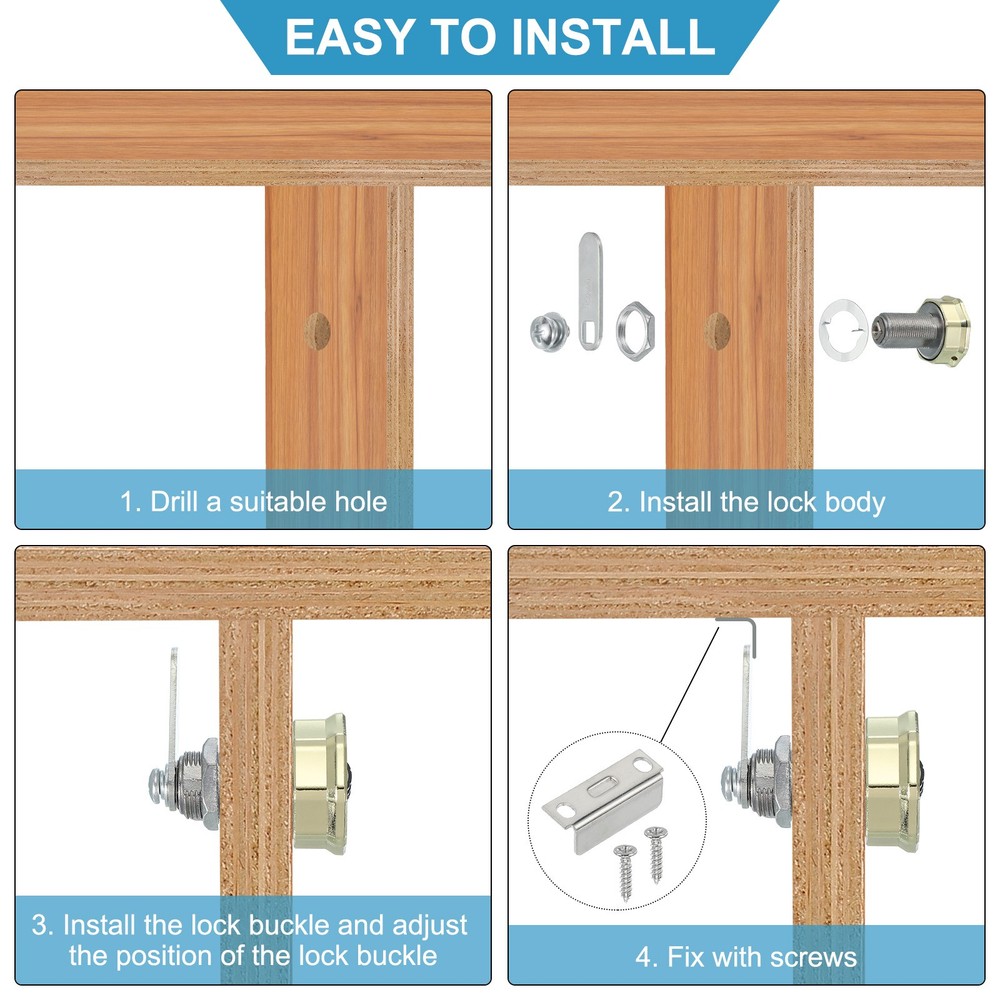 2Pcs 1-3/16" Combination Cabinet Cam Lock Cylinder Password Coded Lock Silver