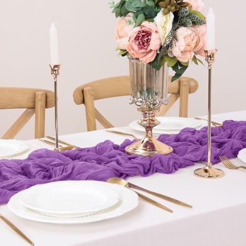 Table Runner Cheesecloth Table Runner 10FT Farmhouse Table Runners 10ft Purple