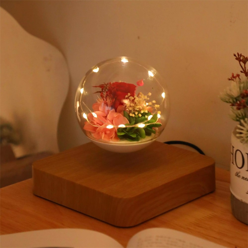 Eternal levitation lamp rose design with LED light