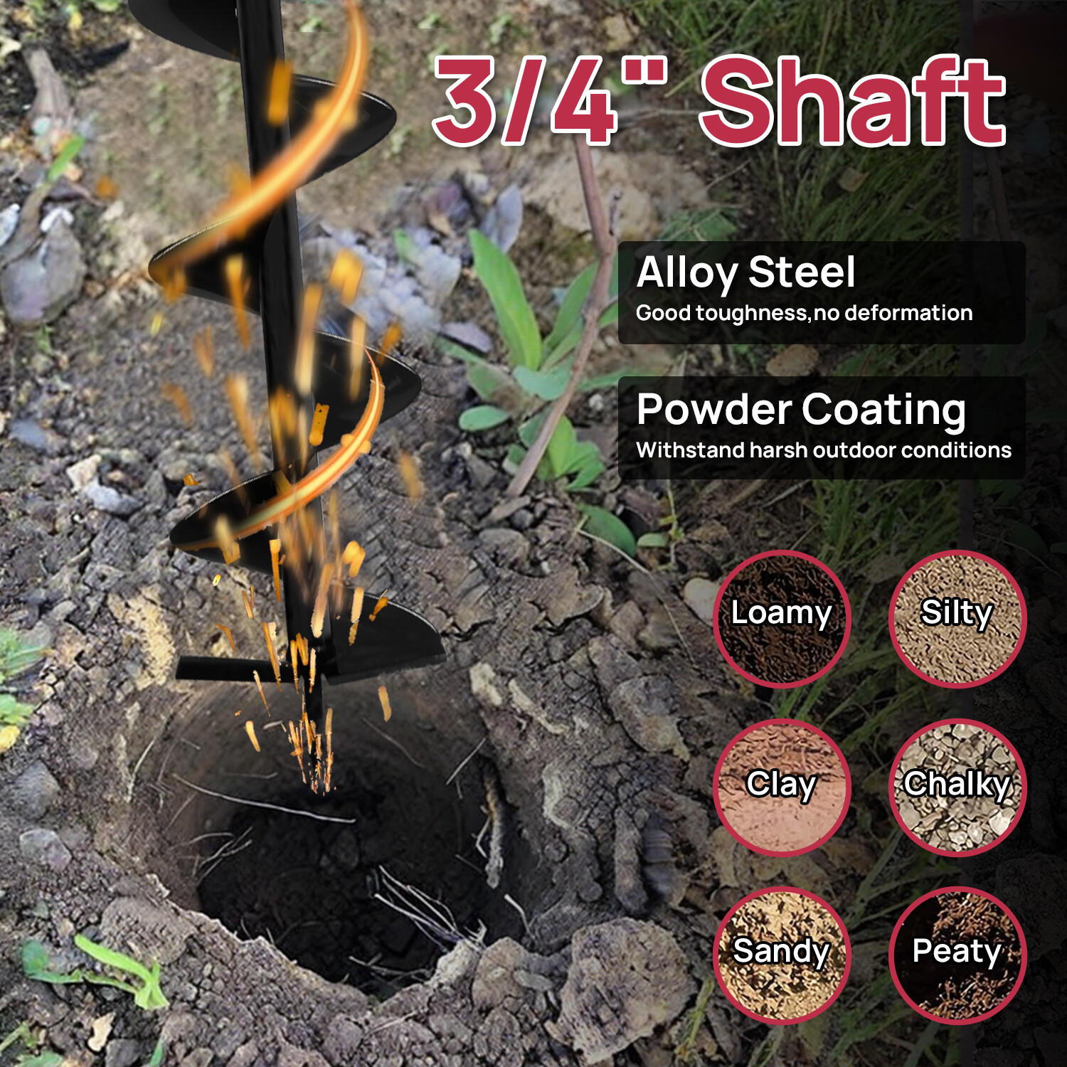 1500W Electric Auger Post Hole Digger with Extension Rods