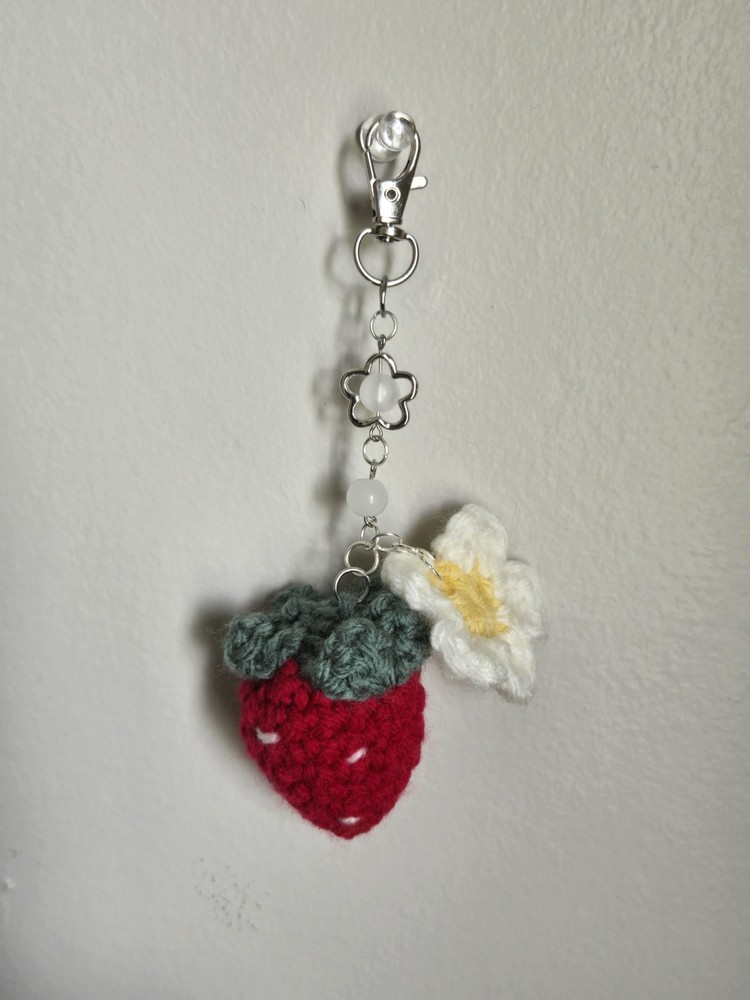 Strawberry Crochet Keychain