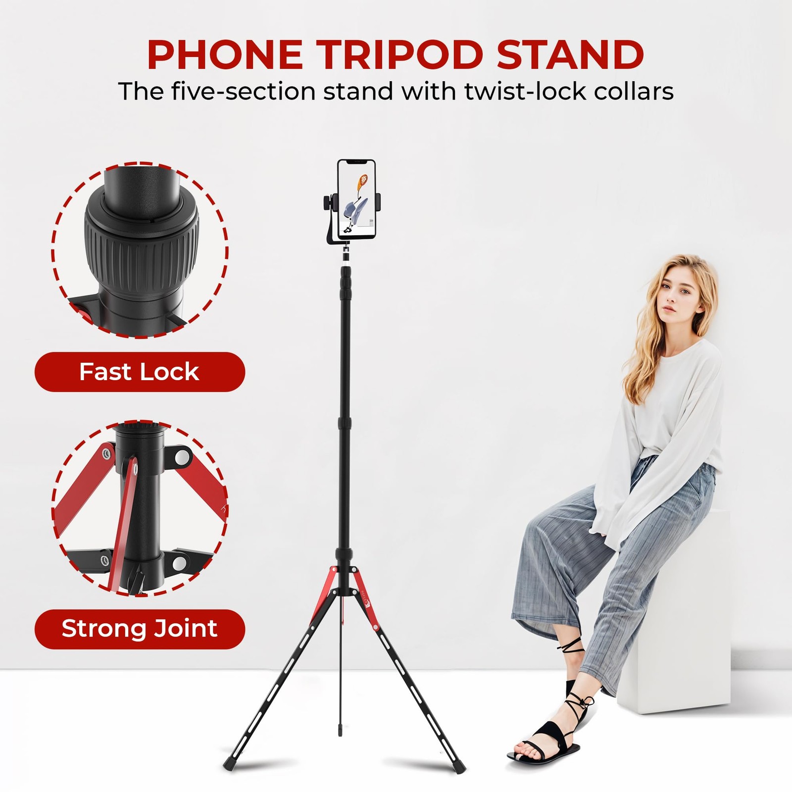 Aluminum Travel Light Stand 7ft 3" - 88" - Lightweight, Compact & Portable 3/...