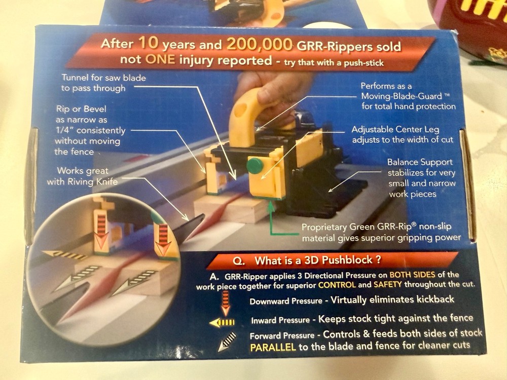 MICROJIG GRR-RIPPER 3D Pushblock System; Basic GR-100; Made in USA