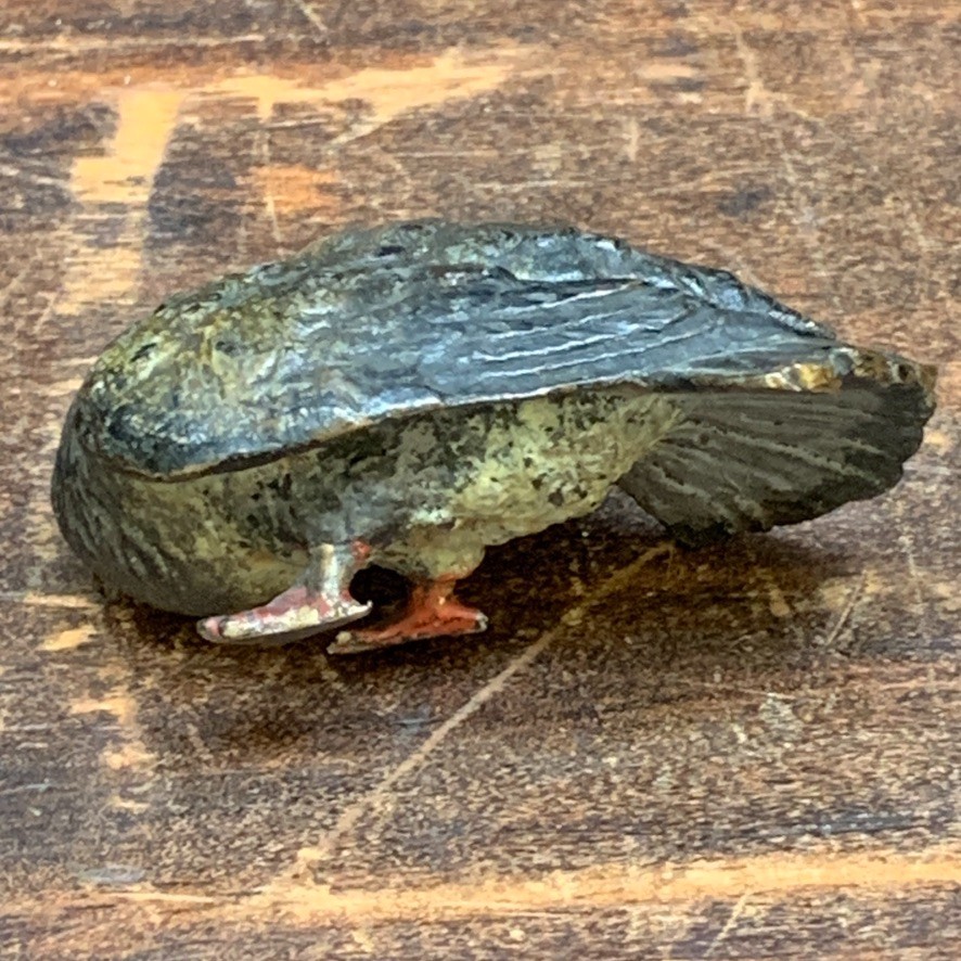 2 Lot Antique Vienna Austrian Cold Painted Bronze Pigeon Bird Figurine Preening