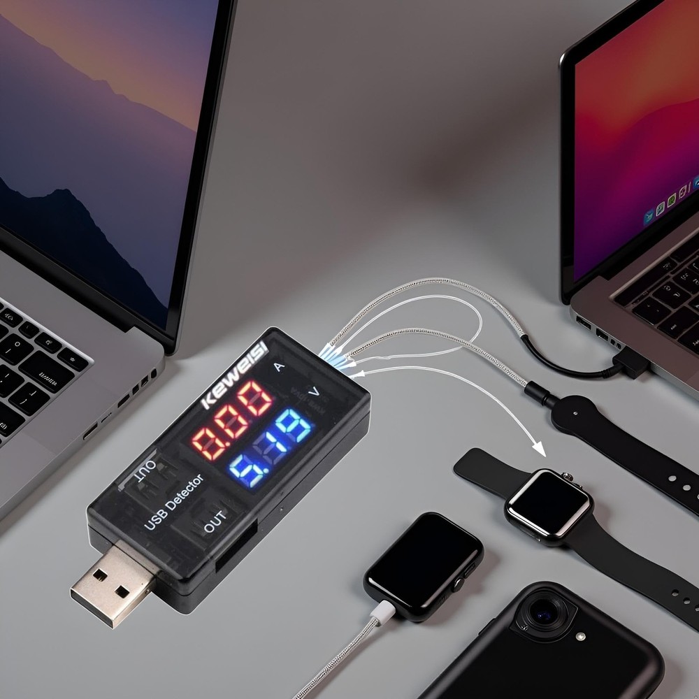 USB Power Meter, USB Current Meter, 3-9V 0-5A Voltage Tester Multimeter, LCD ...