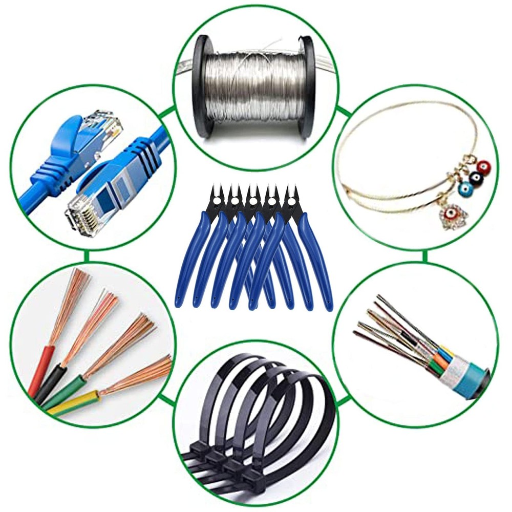 Asande 5Pcs Side Cutters Flush with Spring,Small Wire for Blue
