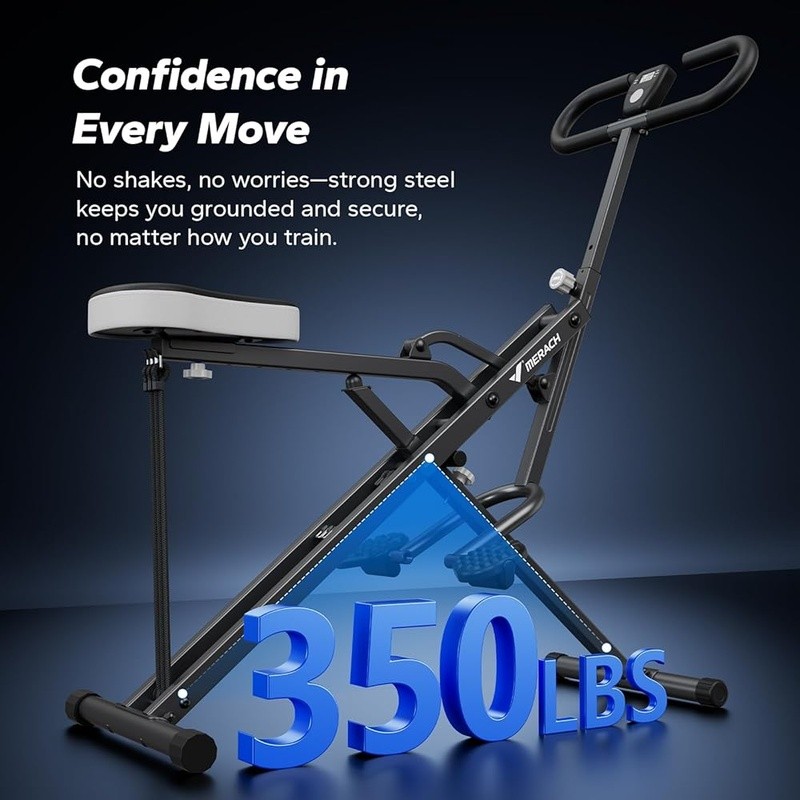 Squat Rowing Machine Foldable LCD Adjustable Resistance Hydraulic Workout US