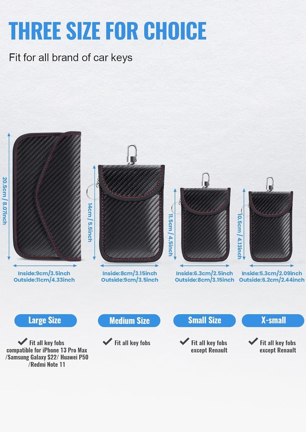 2PCS Key Fob Faraday Bag Car RFID Signal Blocker Anti-Theft Protector Pouch