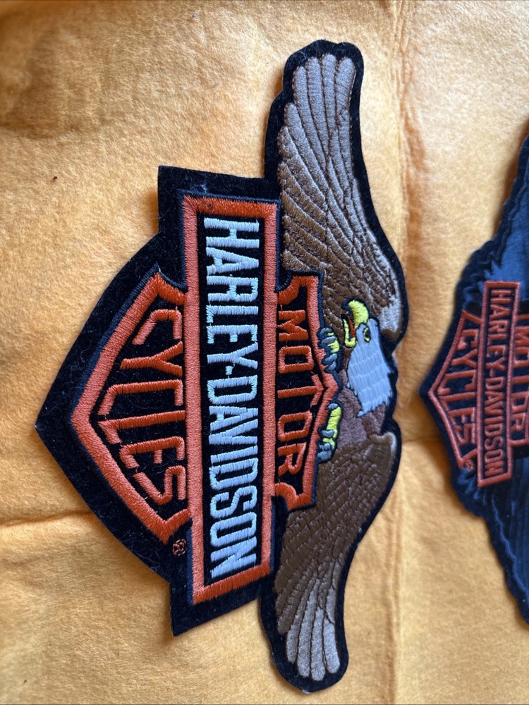 2 Authentic Vtg New Harley-Davidson Patch Wings / eagle Head Down #B