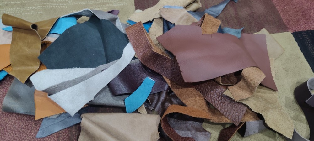 Leather Scrap lot for Craft 2.5LB Mostly Brown