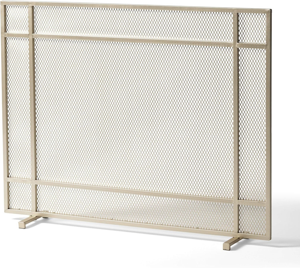 Modern Gold Iron Firescreen - Elegant Single Panel Design by Markus