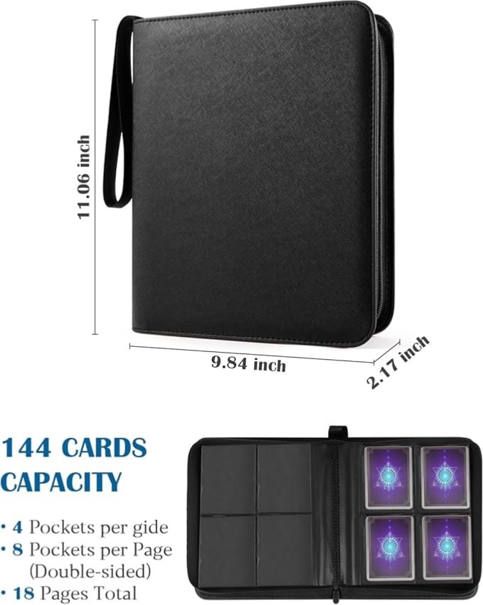 Top Loader Binder 4 Pocket for 144 Toploaders, Side Loading Toploader...