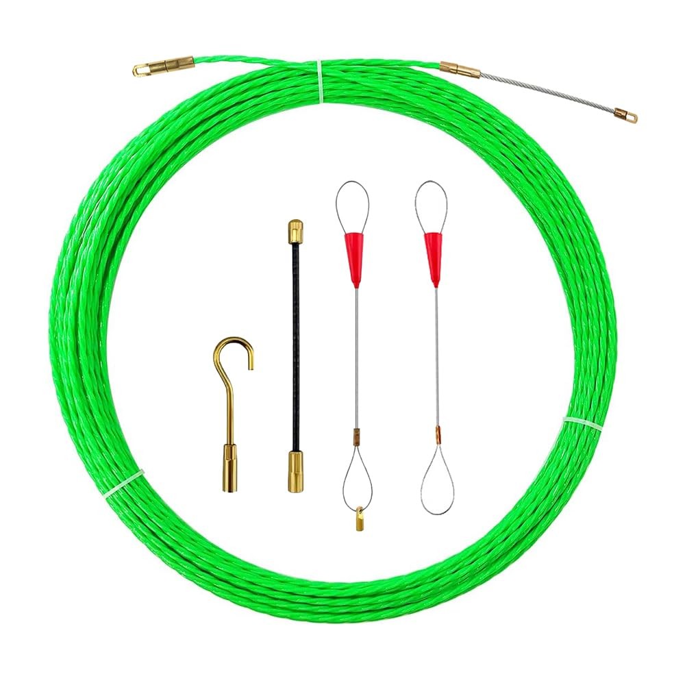 37FT Fish Tape Wire Puller 5 Adapters Durable Cable Retraction Aid Work 12M