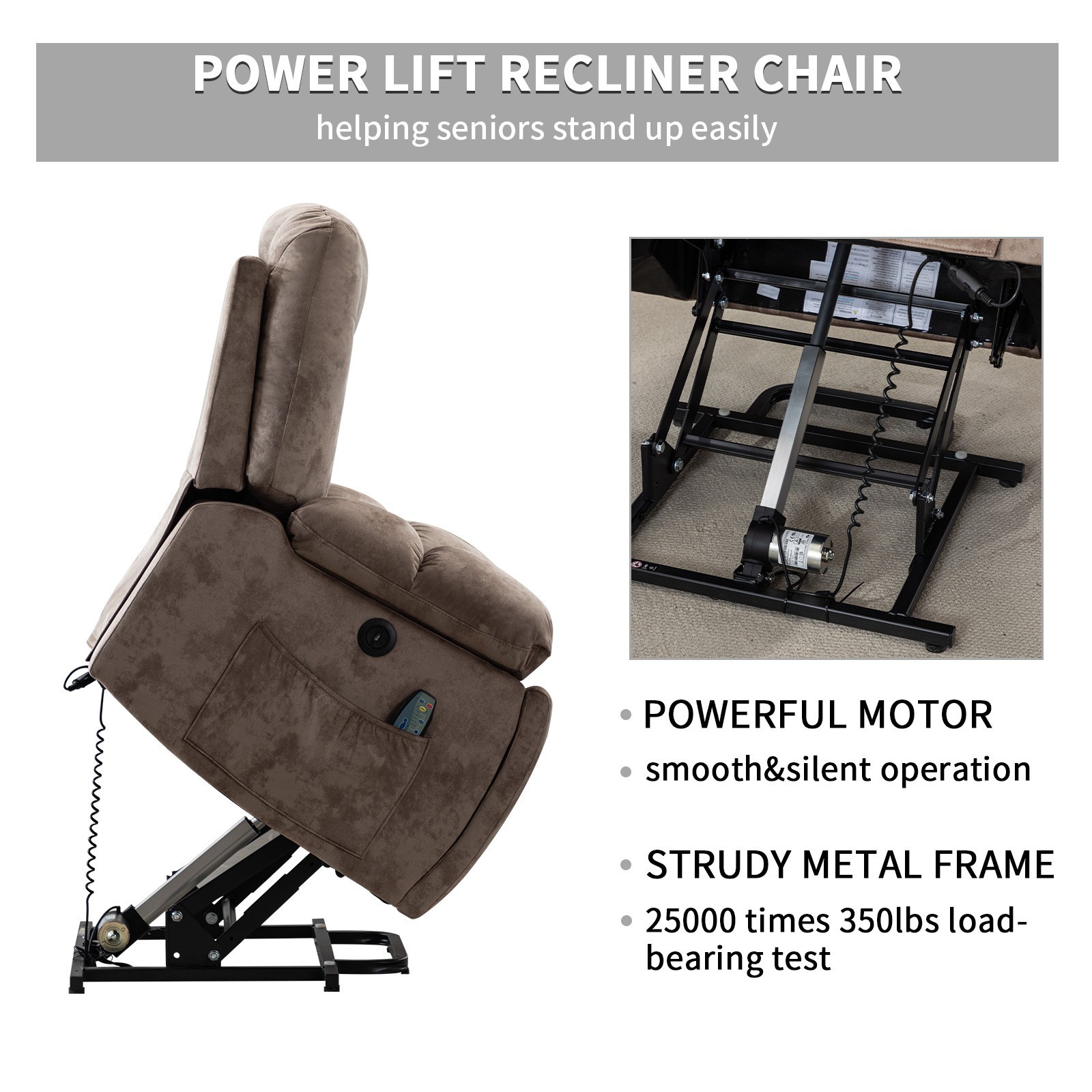 EBELLO Power Lift Recliner Chair w/ Massage & Heat for Elderly Overstuffed Wide
