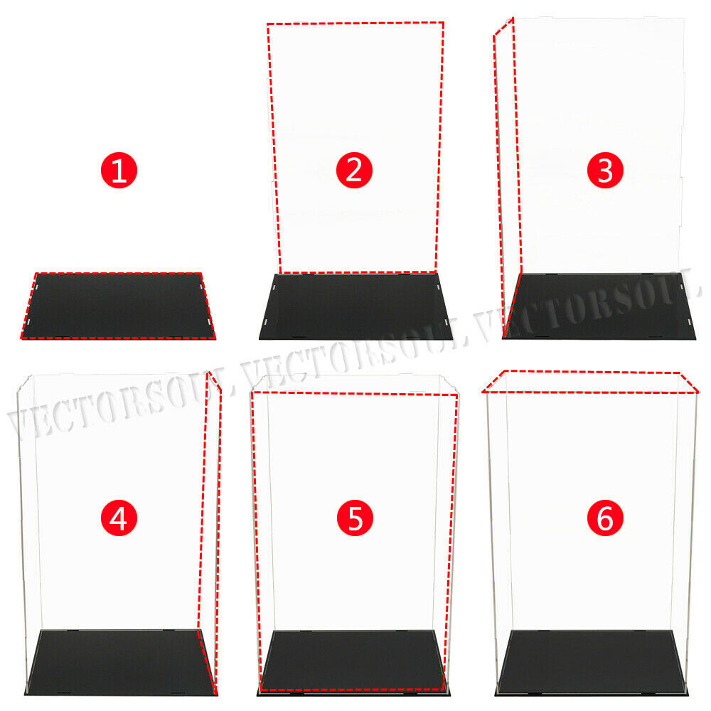 US Acrylic Display Case 20.5" H Large Box Plastic Base Self-Install Dustproof