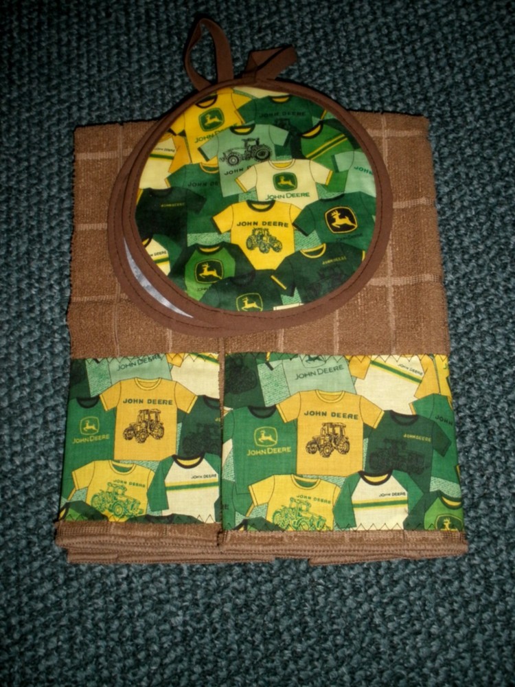 John Deere tractor tees kitchen towels and potholders