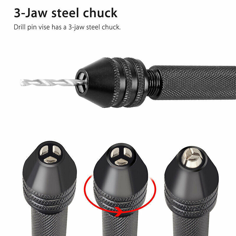 26pcs Mini Micro Hand Drill Bits Small Manual Keyless Chuck Pin Vise Rotary Tool