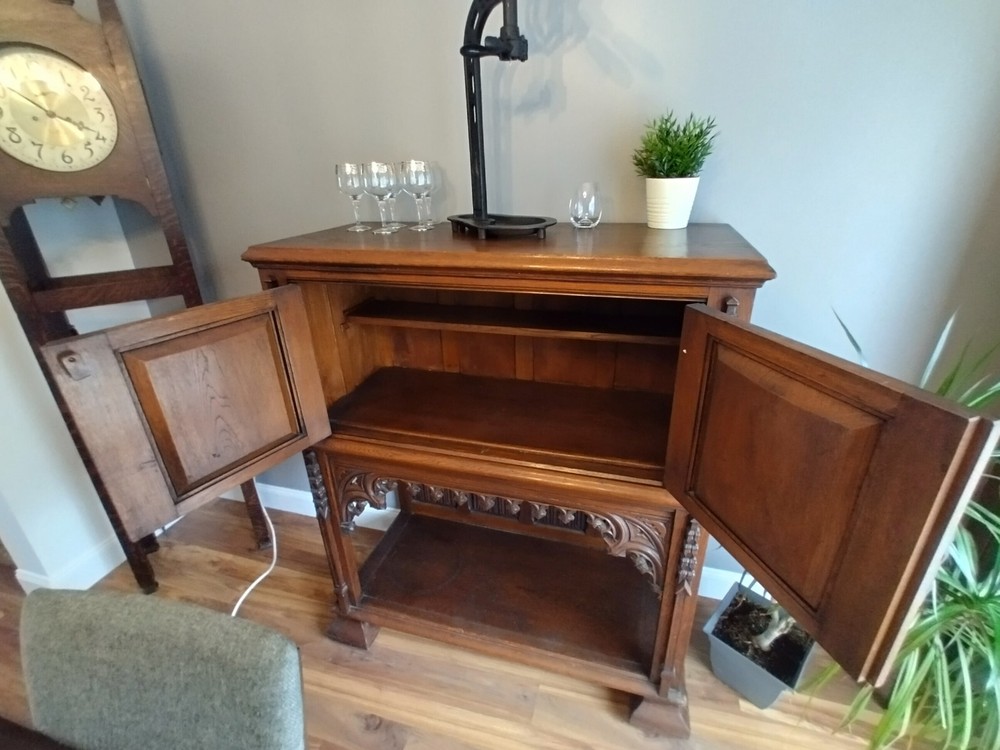 Antique Belgian Gothic Revival Sideboard Oak