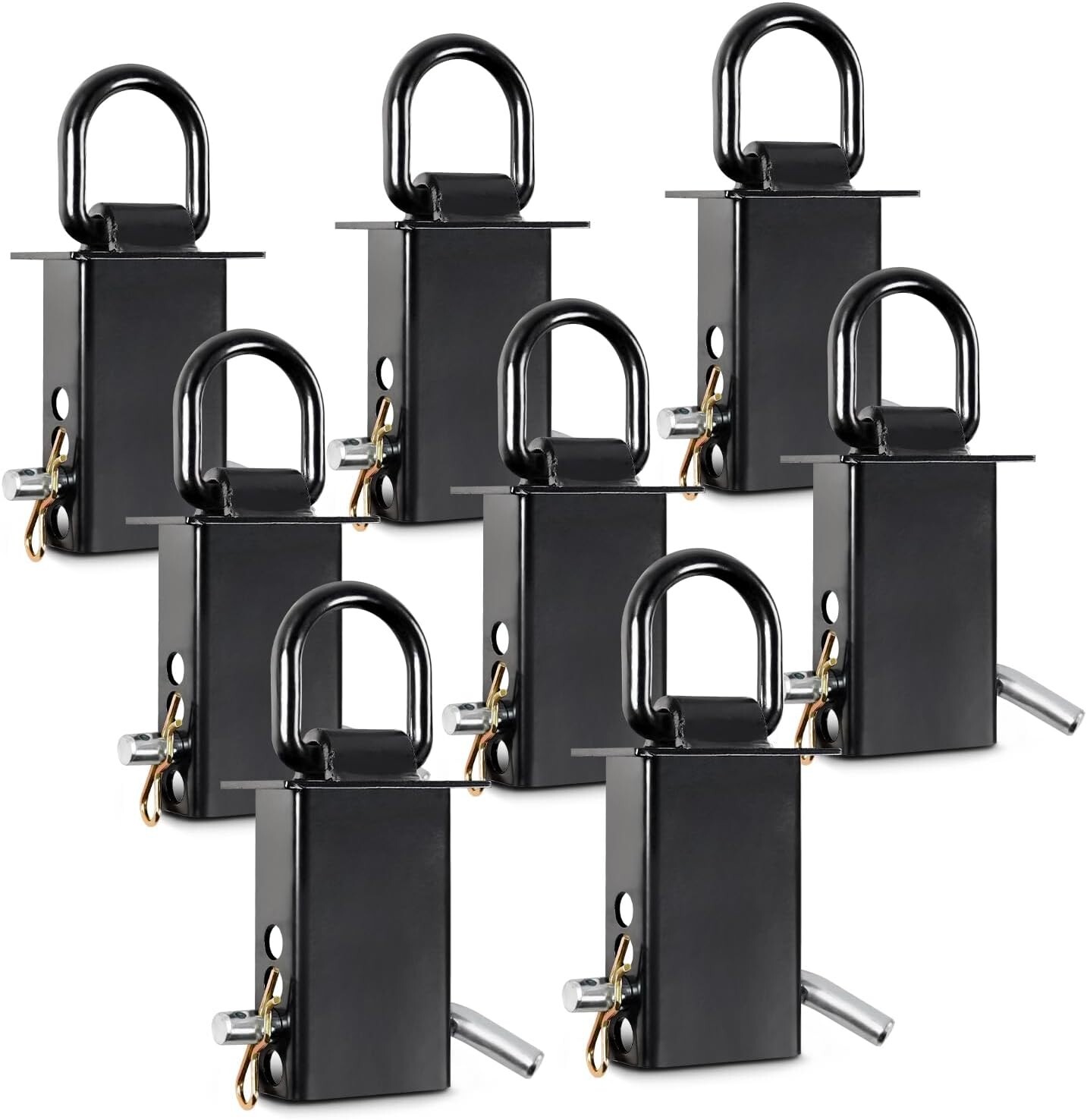 Stake Pocket D Ring Heavy Duty Adjustable Trailer Stake Pocket,Black, 8 Pack