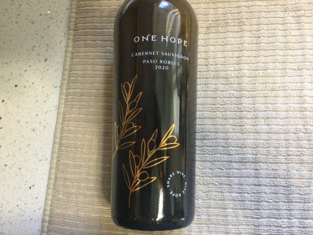 2020 One Hope Cabernet Sauvignon Wine bottle EMPTY
