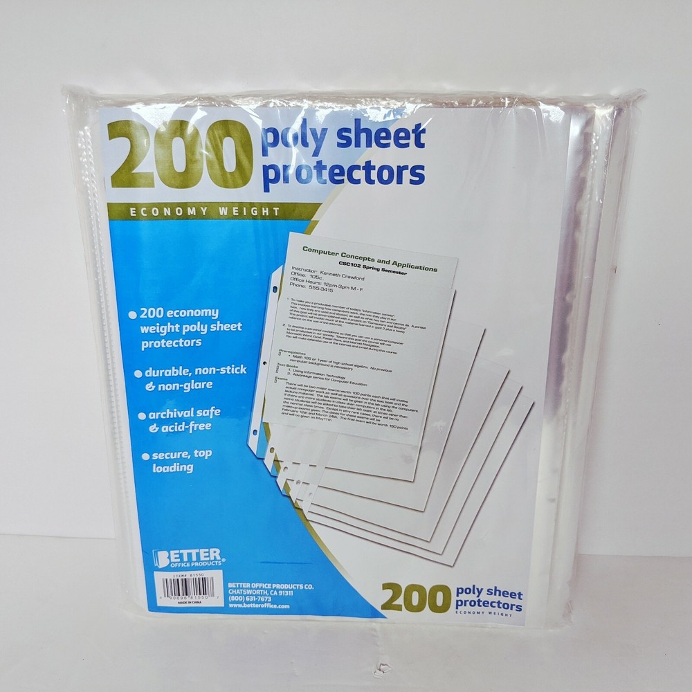 Better Office Products 81550 Poly Sheet Protectors 200 Pieces For Binder Folder