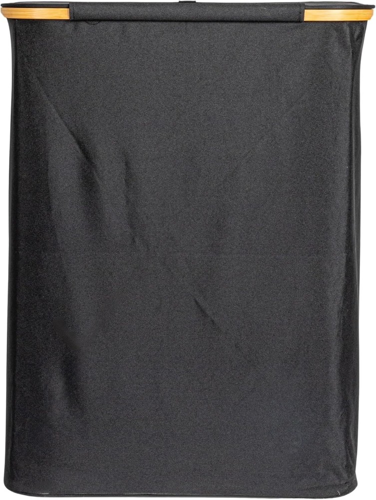 Sleek Laundry Hamper W/ Dual Mesh Liners & Lid Black