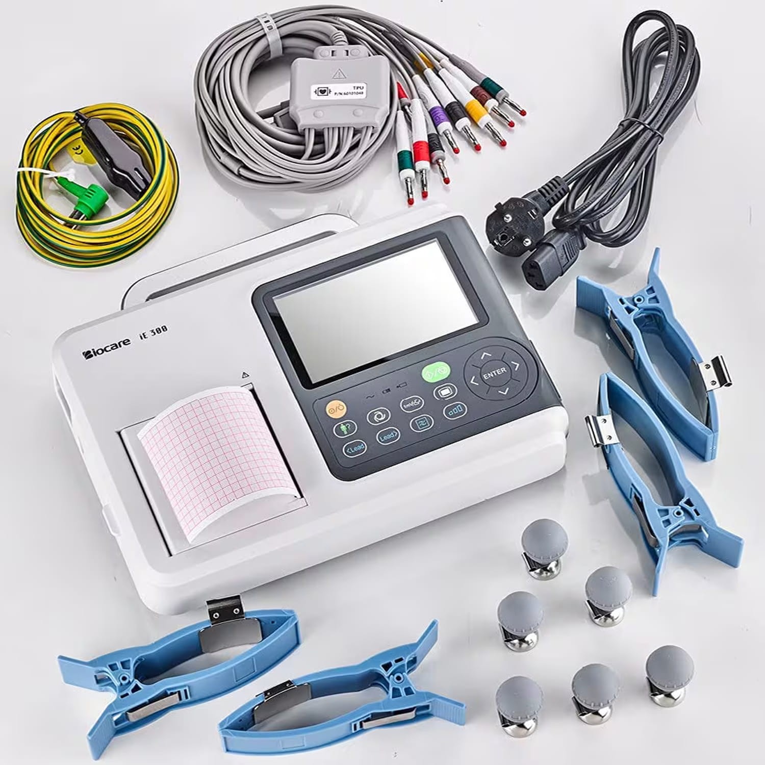Professional Portable 12-Lead EKG Machine 3-Channel ECG with Analysis & Printer