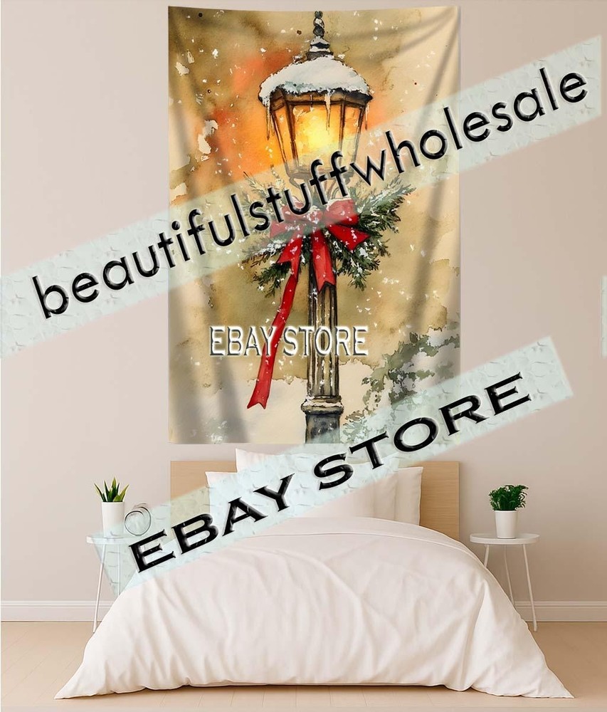 Lantern Post Tapestry Rustic Winter Wall Decor wall hanging 59X82 in