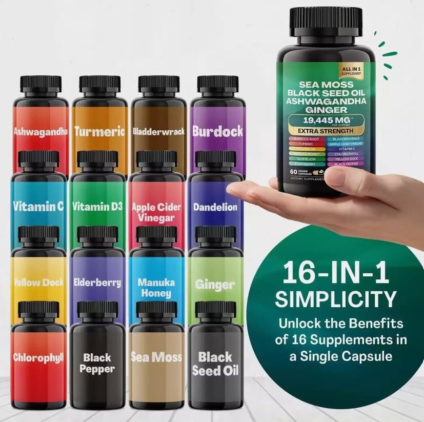 Sea Moss & Shilajit (Black Seed Oil, Turmeric, Ashwagandha, Ginger, Vitamin D