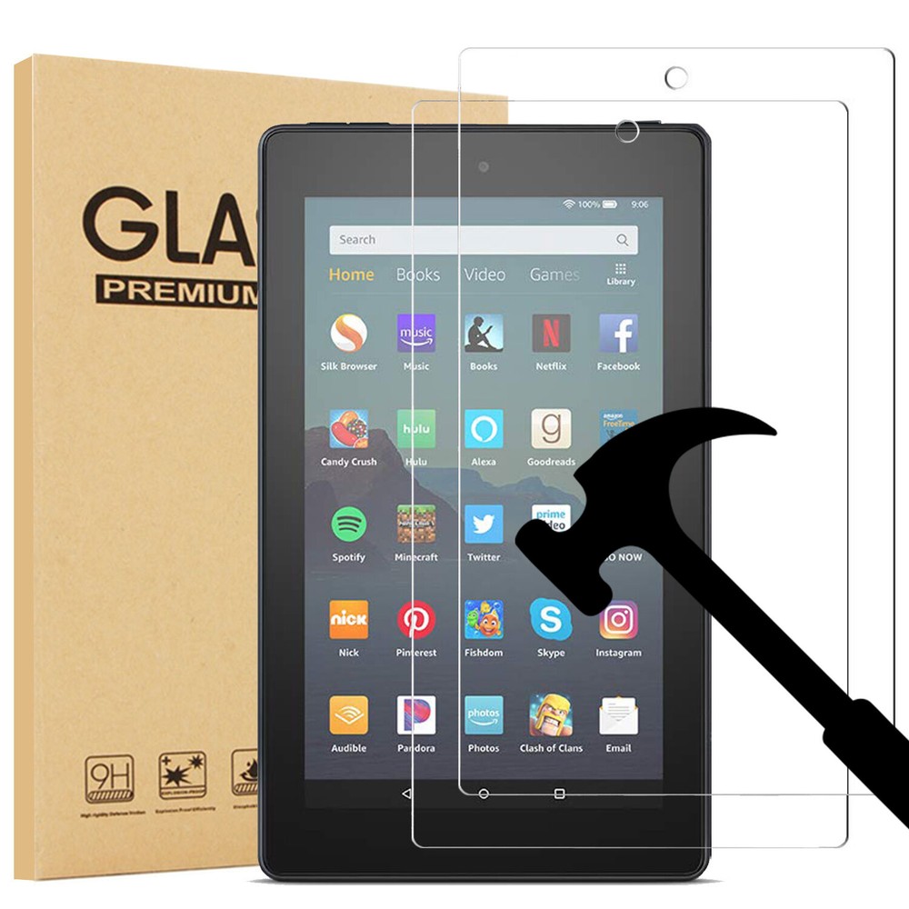 2PCS For Amazon Fire 7" 2019 9th Gen Tempered Glass Screen Protector Bubble Free