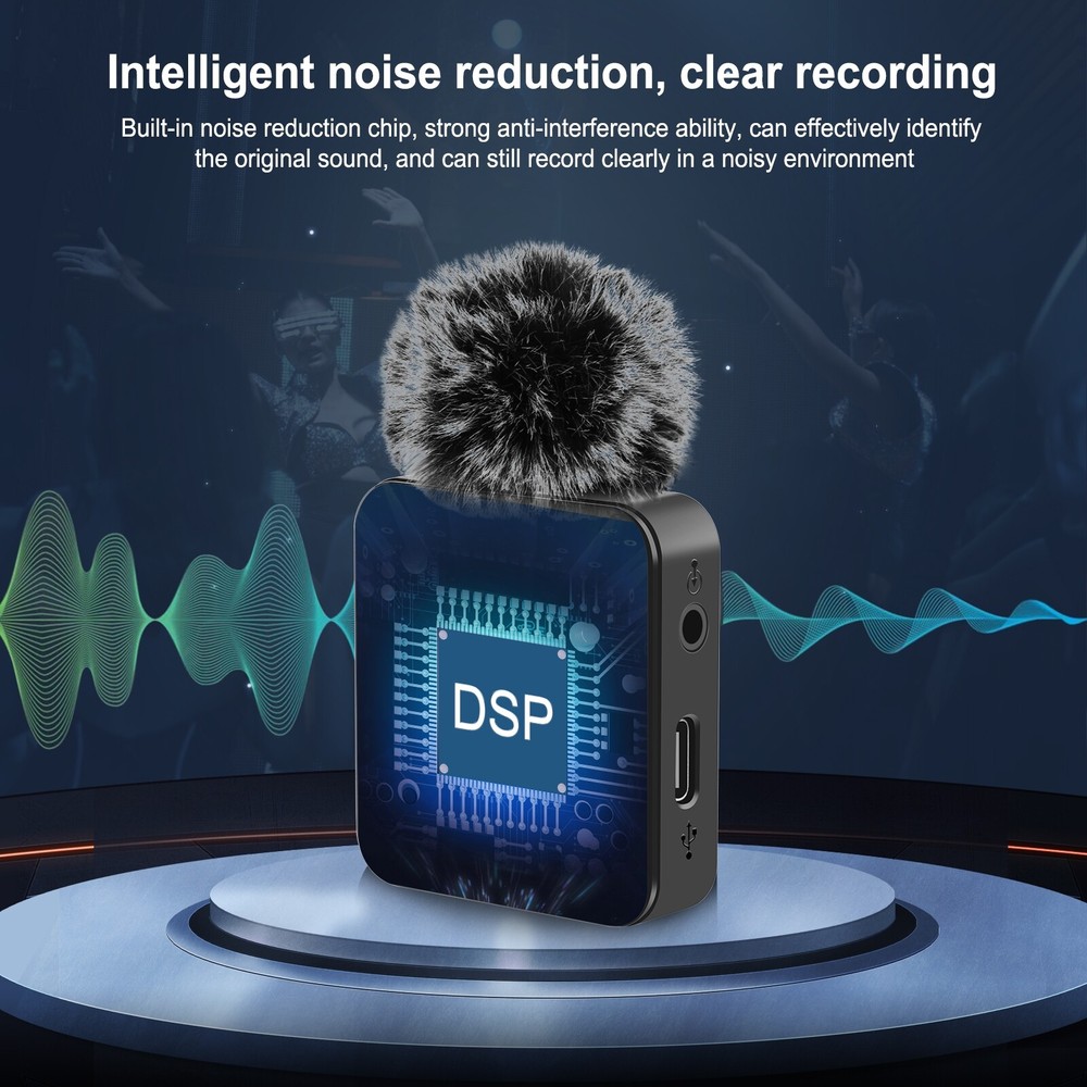 Wireless Dual Lavalier Microphone for Type-C USB-C Phone Receiver Video Record